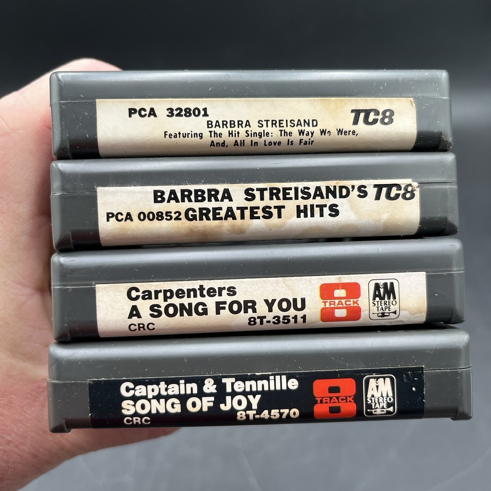 Lot Of 4 8 Track Tapes Carpenters Barbara Streisand X2 Captain & Tennille